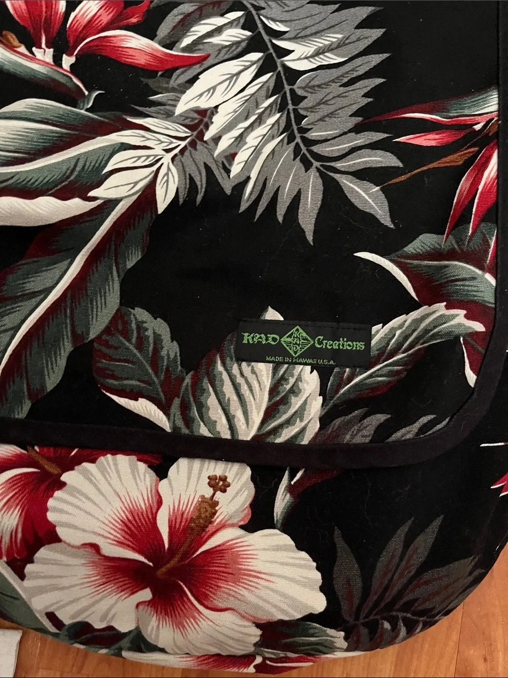 Kad Creations Hawaii Tropical Floral Sling Bag in Black, Red & Green